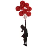Asir Wanddekoration 100x34 cm Mädchen Metall/Moos - Rot/Schwarz