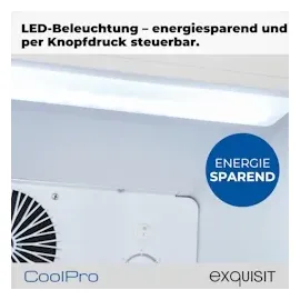 Exquisit Glastürkühlschrank, 280l Getränkekühlschrank mit LED, Umluft, 5 verstellbare Ablagen, CoolPro, GKS260-GT-430D weiss