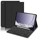 Samsung Galaxy Tab A9 Plus 11 Zoll 2023 Hülle Tastatur, Galaxy Tab A9 Plus Hülle mit QWERTZ Deutsches Tastatur, Magnetische Abnehmbare Keyboard Schutzhülle mit Stifthalter für Samsung A9+, Schwarz