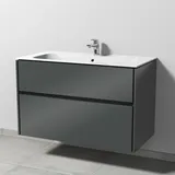 Sanipa Keramik-Waschtisch-Set mit Waschtischunterschrank „Twiga“ 99 × 50 × 61 cm in Anthrazit (glanz), ohne Beleuchtung