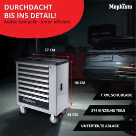 Mephisto Werkzeugwagen Stahl grau 8 Schubladen bestückt