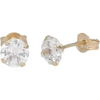 FIRETTI Paar Ohrstecker FIRETTI "Schmuck Geschenk Gold 375 Ohrschmuck Ohrringe Solitär Krappenfassung" Gr. 3, gold (gelbgoldfarben, kristallweiß, kristallweiß), Ohrringe, Damen, 3, Gelbgold 375, mit Zirkonia (synth.)