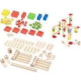 Playtastic Bausatz Murmelbahn: Großer Kugelbahn-Bausatz aus Holz, 100-teilig