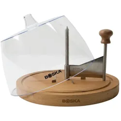 Boska Käseschaber Amigo mit Glocke / Einfach zu verwenden / Hält Käse langer frisch / Holz / Kunststoff / Braun