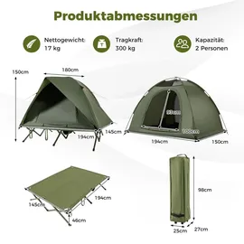 Fantask Feldbett mit Zelt Grün