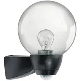 ESYLUX Außenwandleuchte Glas Kunststoff 21,4 cm mit Bewegungsmelder schwarz
