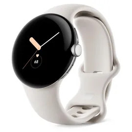 Google Pixel Watch BT polished silver Sportarmband chalk
