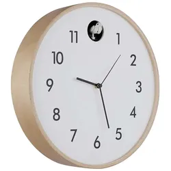 Wanduhr Kuckucksuhr Holzuhr analog weiß natur D 31,5 cm