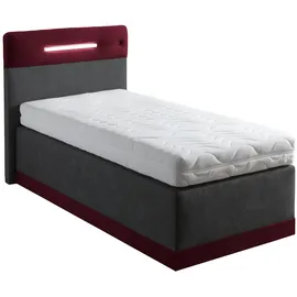 Westfalia Schlafkomfort Boxspringbett, rot (bordeaux, anthrazit), Ohne Topper, Liegefläche B/L: 90cm x 200cm, H2 + H2, 7-Zonen-Kaltschaummatratze, Bezug Obermatratze 100% Polyester, waschbar bis 60C;Bezug Unterbox und Kopfteil: Mikrofaservelours (100% Polyester), WESTFALIA