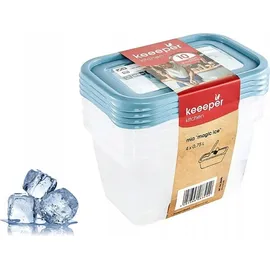 KEEEPER Vorratsdose eckig blau 15,5 x 10,5 x 0,75 l 4-teiliges Set