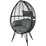 Xxxl Garten-Relaxsessel, Schwarz, Naturmaterialien, 91.00x156.00x75.00 cm, Gartenmöbel, Gartenstühle, Gartenstühle