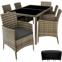 Tectake Rattan 7-tlg. natur/dunkelgrau inkl. Schutzhülle