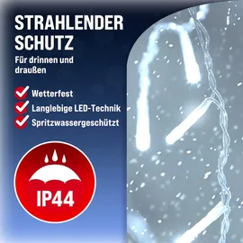 monzana Monzana® Led-lichterkette Regen Innen Außen Kaltweiß Lichternetz Lichtervorhang Beleuchtung Außen Innen Weihnachten 200 Leds 10m Weiß