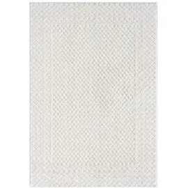 Carpet City Teppich Wohnzimmer Hochflor Creme - 80x150 cm - Hochtief-Muster, 3D-Effekt Bordüre - Bettvorleger Schlafzimmer Teppiche Boho, Skandi