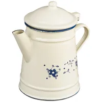 Ibili Sena konisch emaillierter Stahl Kaffee Topf, weiß / blau, 1 Liter
