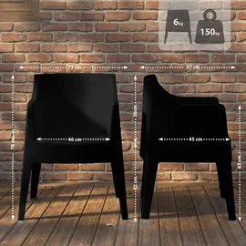 deluke HENRI Gartenstuhl 73 x 57 x 78 cm schwarz 6 St.