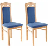 Home affaire Esszimmerstuhl Anthony (Set, 2 St), Holzstuhl mit dekorativen Fräsungen blau