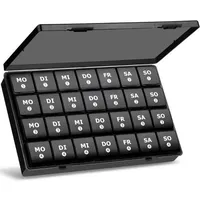 Tablettenbox Monat 28 Tage Pillendose 7 Fächer Schwarz
