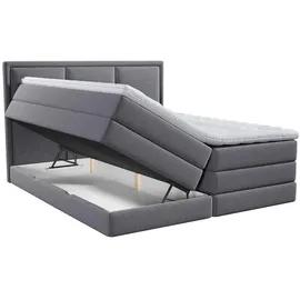 Roller Boxspringbett - grau - H2/H3 - Bettkasten, - inklusive Topper - 160x200 cm