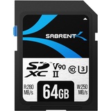 SABRENT SD Karte 64GB v90, sdxc Card uhs ii, SD Speicherkarte Class 10, u3, R280MB/s W250MB/s Full HD Ultra 8K (SD-TL90-64GB)