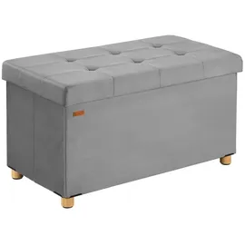 CASARIA Sitzbank mit Stauraum Samt mit Holzfüßen Faltbar Sitzbank 300kg Belastbar 76cm Truhe Wohnzimmer Schlafzimmer Flur Truhenbank Bank