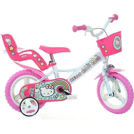 DINO BIKES Dino Kinderfahrräder Mädchen Hello Kitty 12 Zoll 21 cm Mädchen Über Treppen Weiß/Rosa - Weiß