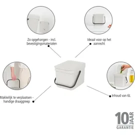 Brabantia Sort & Go Abfallbehälter 6 l light grey