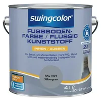 swingcolor 2in1 Flüssigkunststoff / Fußbodenfarbe RAL 7001  (Silbergrau, 4 l, Seidenmatt)
