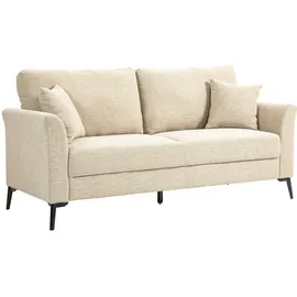 Homcom 2 Sitzer Sofa, Couch mit Leinenoptik, Metallbeine, Polstersofa, Gepolsterter Doppelsofa für Wohnzimmer, Schlafzimmer, 179 x 80 x 89 cm, Beige