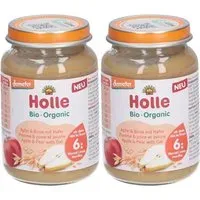 Holle Pomme & poire et avoine Purée 2x190 g