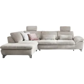 die planbar Ecksofa DIE PLANBAR "MP-IN14007 L-Form", beige (ecru), B:306cm H:84cm T:197cm, 100% Polyester, Sofas, Ecksofa, wahlweise mit Bettfunktion und verstellbaren Kopfstützen, in Cord