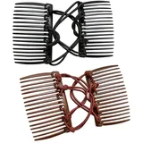 Tiardey 2er-Pack Doppel-Haarkämme aus Kunststoff verstellbare elastische Haarkämme elastischer Doppelkamm Haarspangen Doppel-Schiebe-Haarspangen Kämme für lockiges Dickes gewelltes Haar