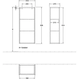 Villeroy & Boch Finion Seitenschrank 41,8 x 93,6 x 27 cm Weiß