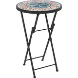 Outsunny Beistelltisch klappbar Gartentisch mit Mosaik-Design, Ø35,5 x 55 cm Rund wetterfest Balkontisch aus Metall, Campingtisch Klapptisch Kaffeetisch für Wohnzimmer Büro Outdoor Indoor, Mehrfarbig   Aosom