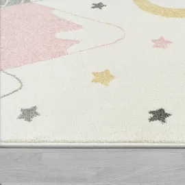 Paco Home Kinderteppich Teppich Kinderzimmer Junge Mädchen Modern Berge Sterne Wolken Pink, Rund - Böden, Teppiche,