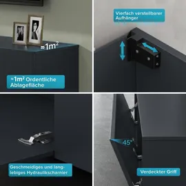 doporro F02 TV-Lowboard 280 cm x 30 cm x 40,2 cm Matt