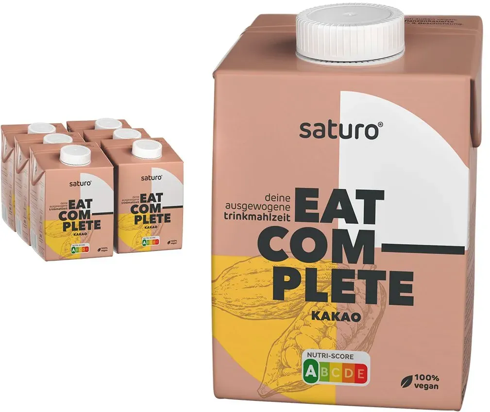 Saturo Trinknahrung Vegan Kakao | Astronautennahrung Mit Protein Trinkmahlzeit Nährstoffen 6x500 ml