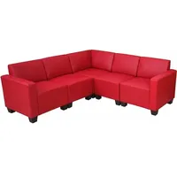 MCW Modular Sofa-System Couch-Garnitur Moncalieri 5, Kunstleder ~ rot