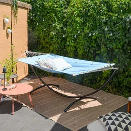 AMANKA Doppel Hängematte mit Gestell 200x120 cm Garten Hängeliege Outdoor Metall blau