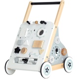 Labebe Lauflernwagen holz, 8-in-1 Verwendung als Laufwagen, Baby Lauflernhilfe Holz mit gummierten Holzrädern und Activity Center, Gehfrei Lauflernhilfe Baby/Lauflernhilfe Holz/Gehhilfe Holz