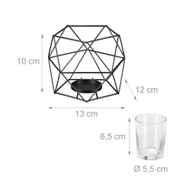 Relaxdays Teelichthalter 2er Set, schwarz