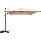 sweeek - Rechteckiger Ampelschirm 3x4 m Mast mit Holzoptik