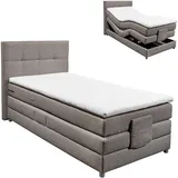 Prinz Motor-Boxspringbett - silver - H2 - Schaumtopper - 100x200 cm