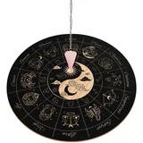 INFUNLY Pendelbrett Aus Holz, Yin Yang, Zwölf Sternbilder, Hexe, Wünschelrutengehen, Wahrsagen, Planchette-Brett, 7.9" Ouija-Brett Aus Holz, Metaphysisches Nachrichtenbrett Für Anfänger, Hexenaltar