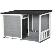 PawHut Hundehütte mit 2 Schüsseln, 103 x 62 x 60-66 cm