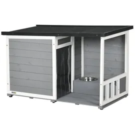 PawHut Hundehütte mit 2 Schüsseln, 103 x 62 x 60-66 cm