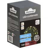 Dehner LED Lichterkette, Lichternetz mit Farbwechselfunktion/Timer, 100 LEDs, kaltweiß/warmweiß, für Indoor/Outdoor, 45 x 45 cm, PVC, grün