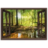 ARTland Wandbild »Fensterblick - Wald mit Bach«, Wald, (1 St.), als Leinwandbild, Poster, Wandaufkleber in verschied. Größen, braun