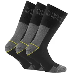 Rohner Basic Unisex Arbeitssocken, Multipack - Power Worker, Polsterung Schwarz/Grau 35-38 6er Pack (2x3P)