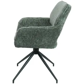 Mendler 6er-Set Esszimmerstuhl HWC-N74, Küchenstuhl, drehbar Auto-Return, Stoff Chenille (490g/m2) Öko-Tex ~ grün